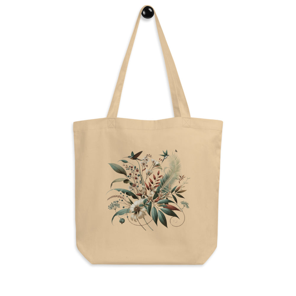 Bolso de tela largo orgánico con diseño floral