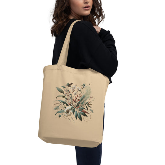 Bolso de tela largo orgánico con diseño floral