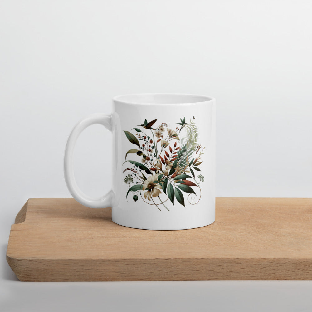 Taza con diseño de flores