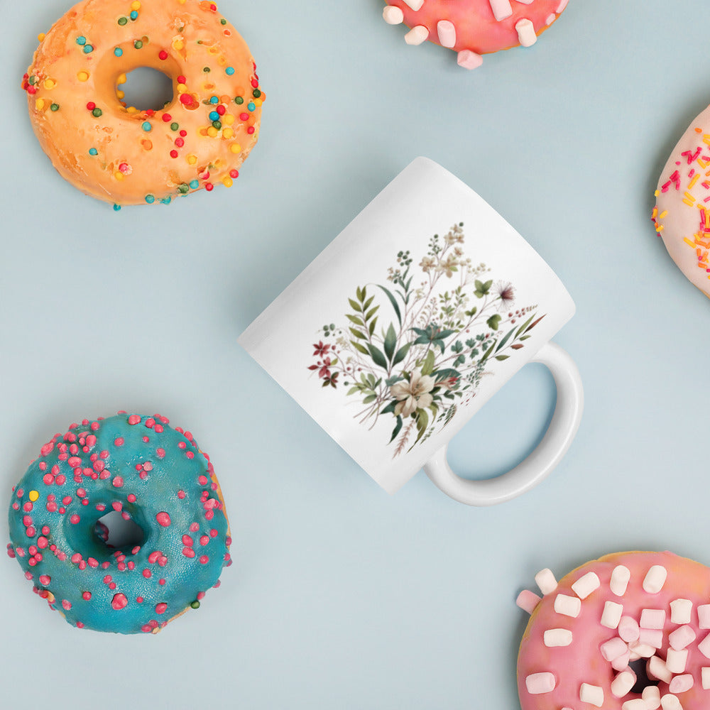 Taza con diseño floral