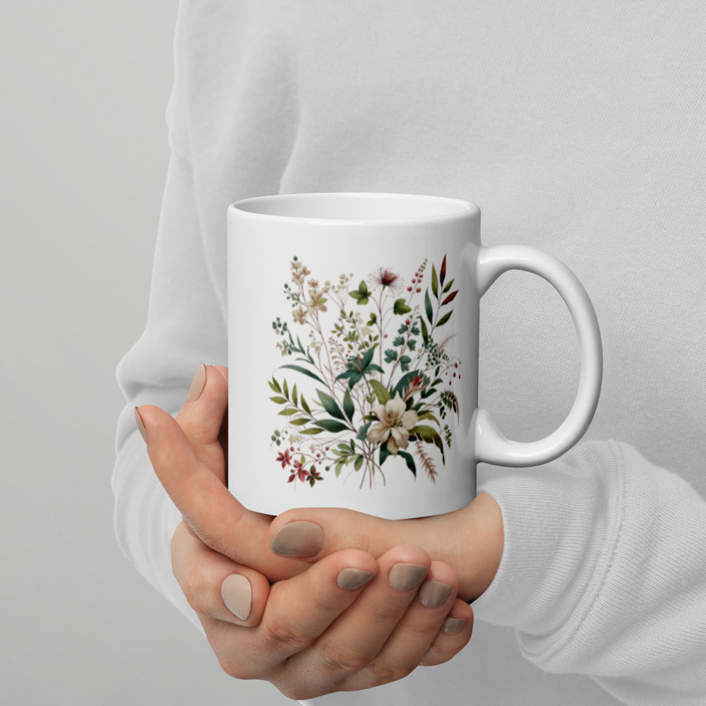 Taza con diseño floral